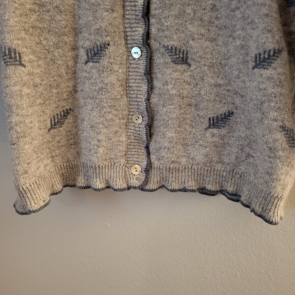 Vtg Colonial Concepts New Zealand Lambswool Angora Gray Print Cardigan Size Med - Picture 9 of 11